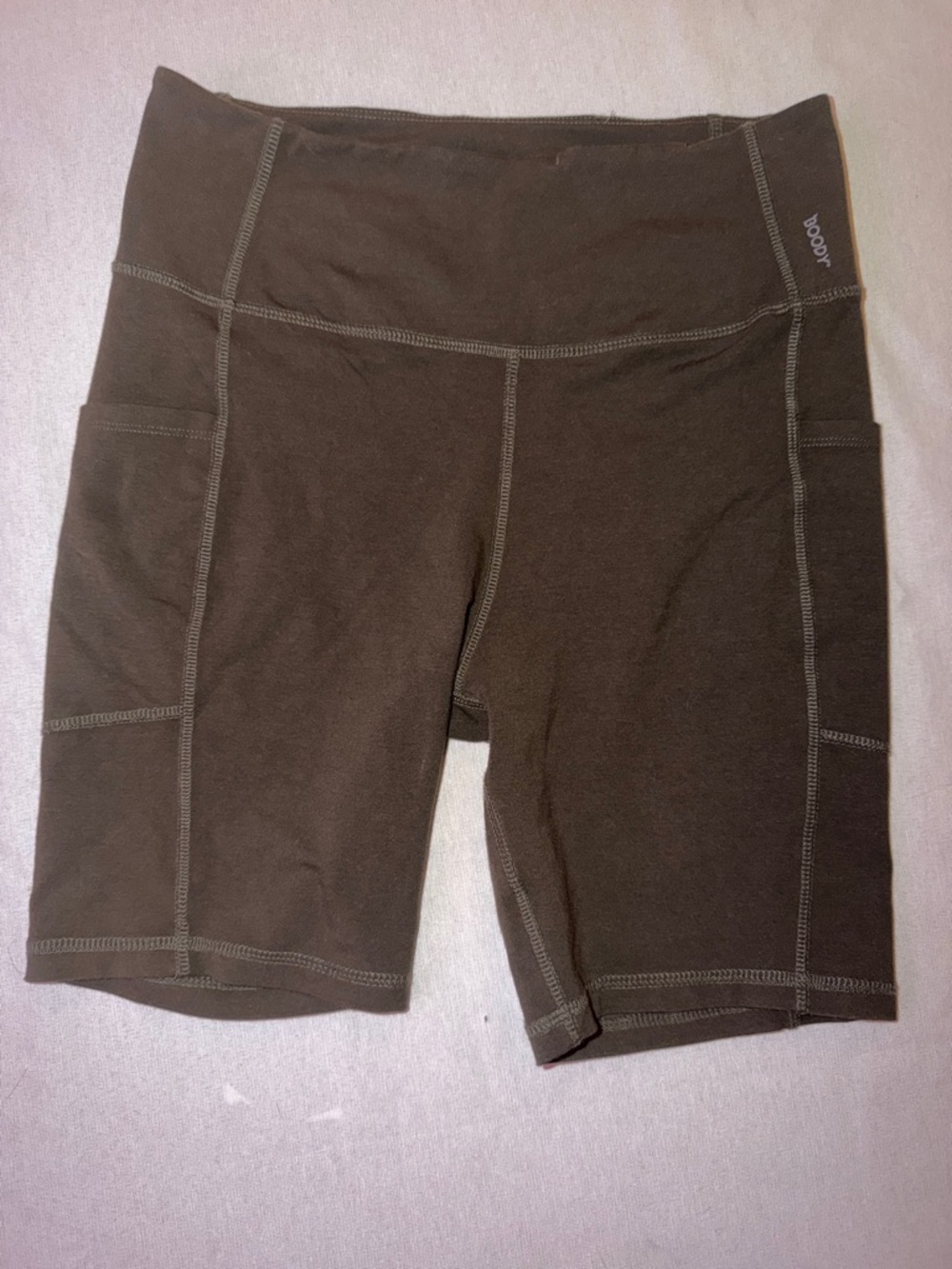 BOODY High-Rise Dark Brown Bike Shorts with Side Pockets